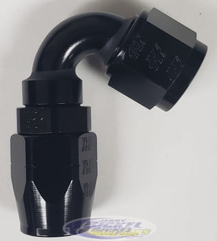 -8 120&ordm; Double Swivel Hose End - Aluminum - Black Anodized