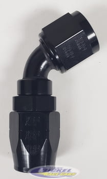 -8 60&ordm; Double Swivel Hose End - Aluminum - Black Anodized